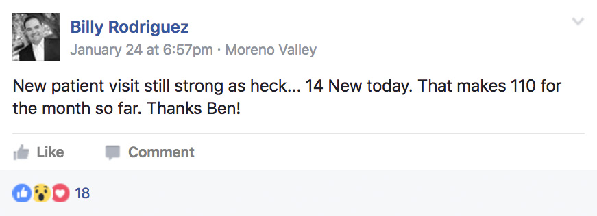 New patient visit still strong as heck... 14 New today. That makes 110 for the month so far. Thanks Ben!