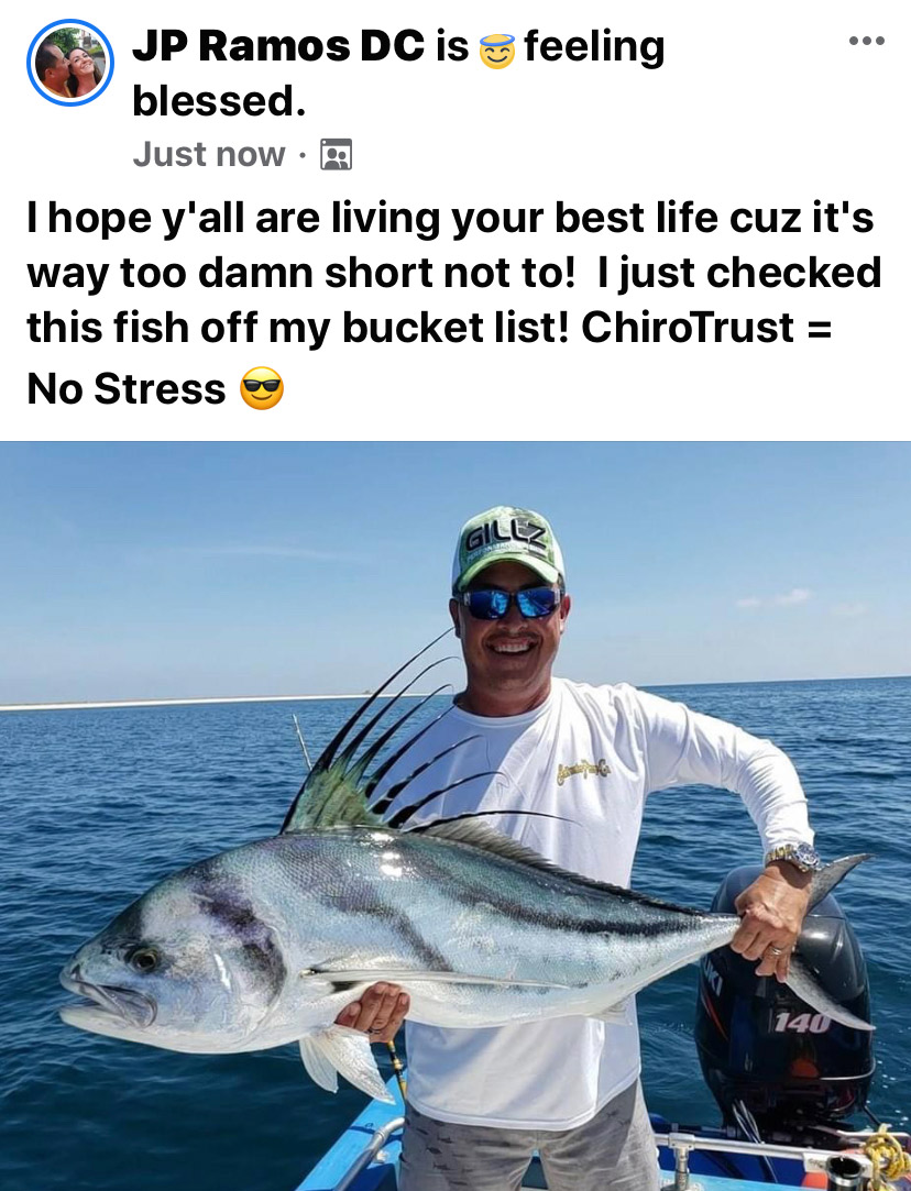 I hope y'all are living your best life cuz it's way too damn short not to! I just checked this fish off my bucket list! ChiroTrust = No Stress